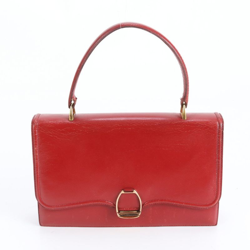 Vintage Hermes Leather Handbag Gold Hardware Top Handle Tote Genuine Leather