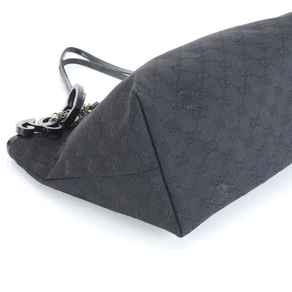 Gucci GG Canvas 211976 Leather Tote Bag Shoulder Hand Genuine Leather Black