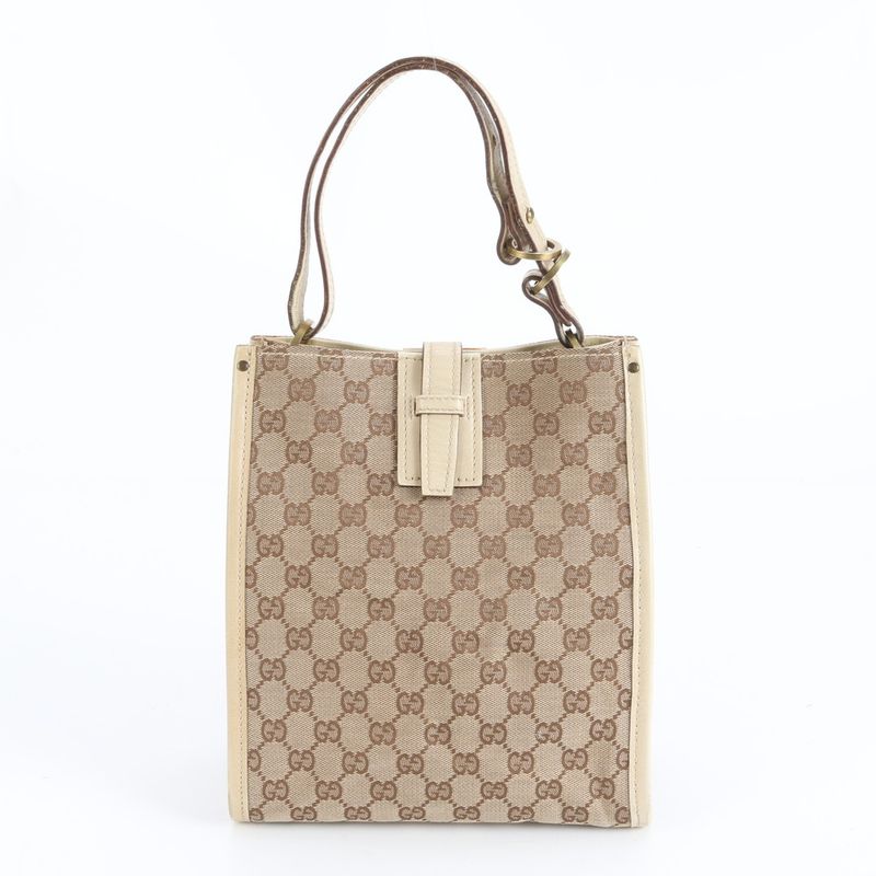 Gucci GG Canvas 110292 Leather X Canvas 2WAY Shoulder Bag Shoulder Tote Hand