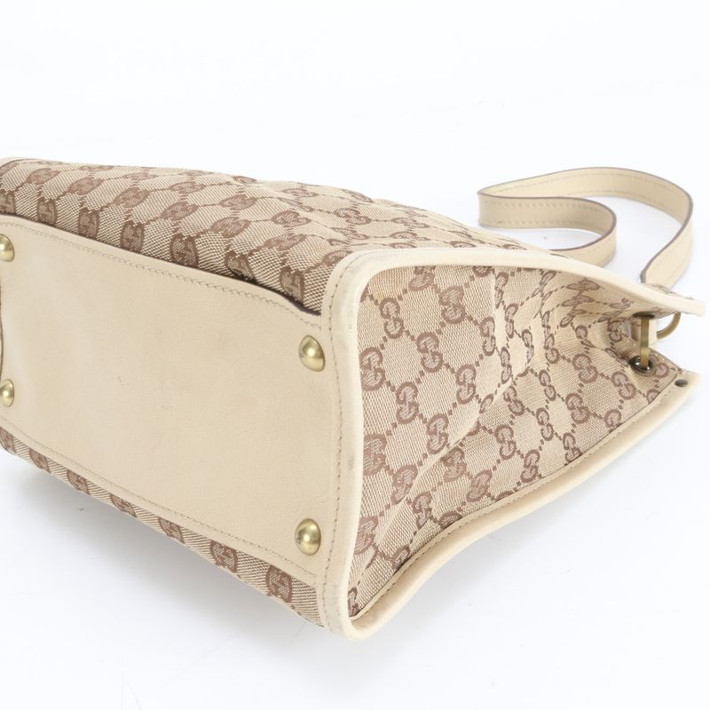 Gucci GG Canvas 110292 Leather X Canvas 2WAY Shoulder Bag Shoulder Tote Hand