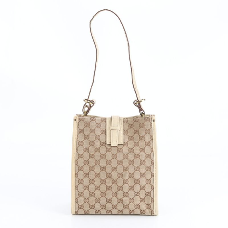 Gucci GG Canvas 110292 Leather X Canvas 2WAY Shoulder Bag Shoulder Tote Hand