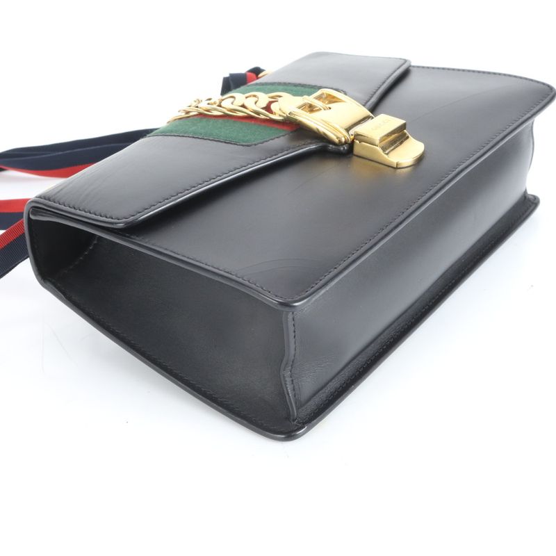 Gucci Sylvie Sherry Line 421882 Leather 2WAY Shoulder Bag Crossbody Hand Black