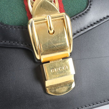 Gucci Sylvie Sherry Line 421882 Leather 2WAY Shoulder Bag Crossbody Hand Black