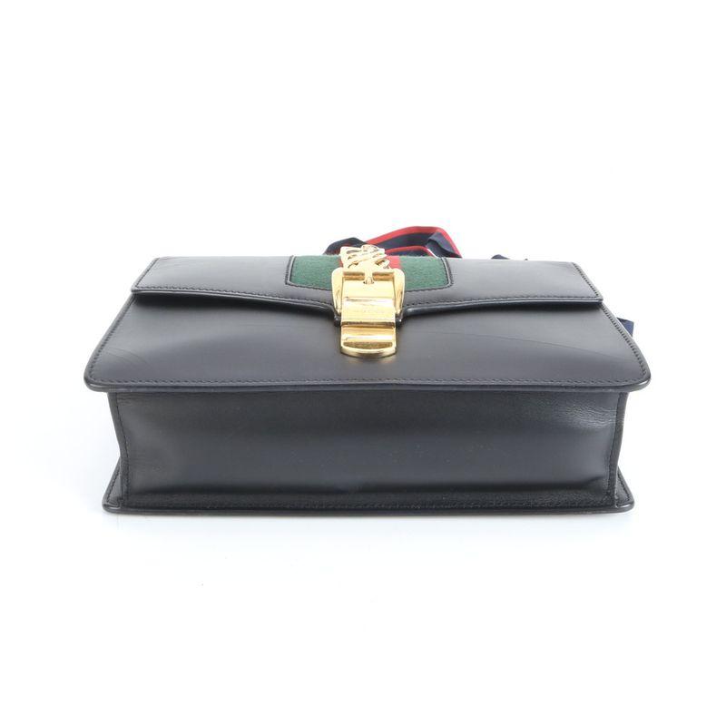 Gucci Sylvie Sherry Line 421882 Leather 2WAY Shoulder Bag Crossbody Hand Black