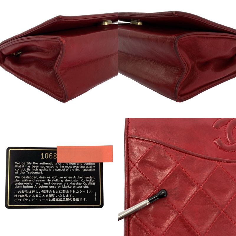 Chanel | Matelasse Coco Mark Lambskin Single Flap Chain Shoulder Bag | Red Gold