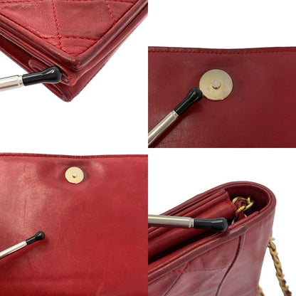 Chanel | Matelasse Coco Mark Lambskin Single Flap Chain Shoulder Bag | Red Gold