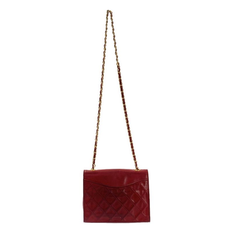 Chanel | Matelasse Coco Mark Lambskin Single Flap Chain Shoulder Bag | Red Gold
