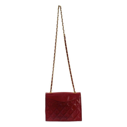 Chanel | Matelasse Coco Mark Lambskin Single Flap Chain Shoulder Bag | Red Gold