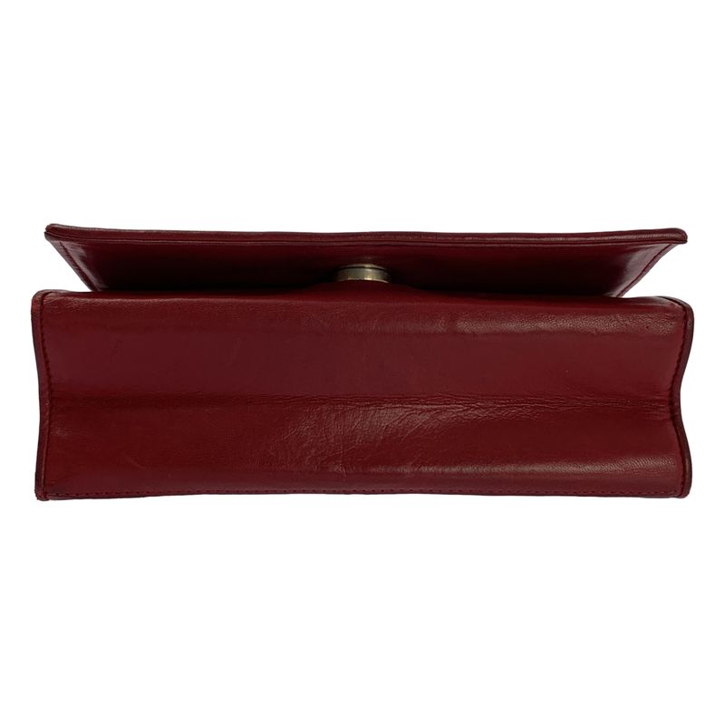 Chanel | Matelasse Coco Mark Lambskin Single Flap Chain Shoulder Bag | Red Gold