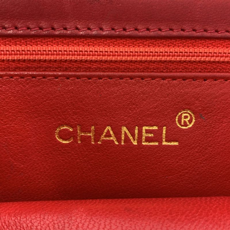 Chanel | Matelasse Coco Mark Lambskin Single Flap Chain Shoulder Bag | Red Gold