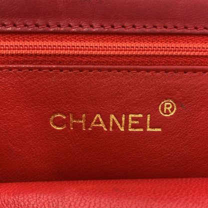 Chanel | Matelasse Coco Mark Lambskin Single Flap Chain Shoulder Bag | Red Gold