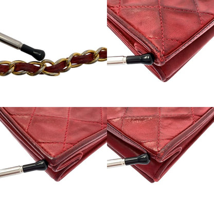 Chanel | Matelasse Coco Mark Lambskin Single Flap Chain Shoulder Bag | Red Gold