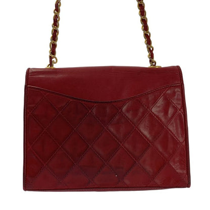 Chanel | Matelasse Coco Mark Lambskin Single Flap Chain Shoulder Bag | Red Gold
