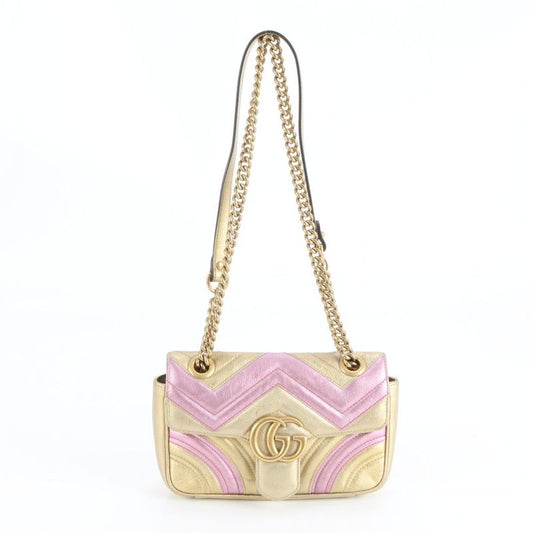 Gucci GG Marmont 446744 Leather 2WAY Chain Shoulder Bag Crossbody Hand Genuine