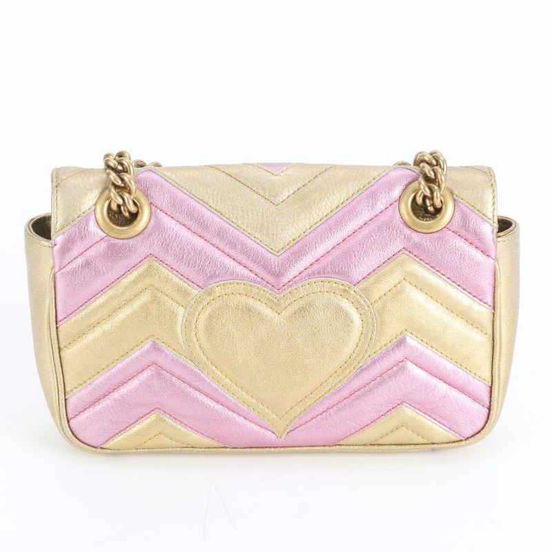 Gucci GG Marmont 446744 Leather 2WAY Chain Shoulder Bag Crossbody Hand Genuine