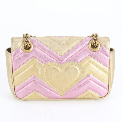 Gucci GG Marmont 446744 Leather 2WAY Chain Shoulder Bag Crossbody Hand Genuine