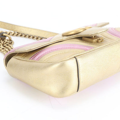 Gucci GG Marmont 446744 Leather 2WAY Chain Shoulder Bag Crossbody Hand Genuine