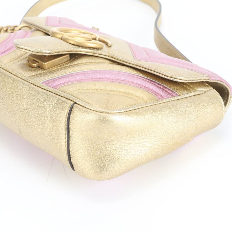 Gucci GG Marmont 446744 Leather 2WAY Chain Shoulder Bag Crossbody Hand Genuine