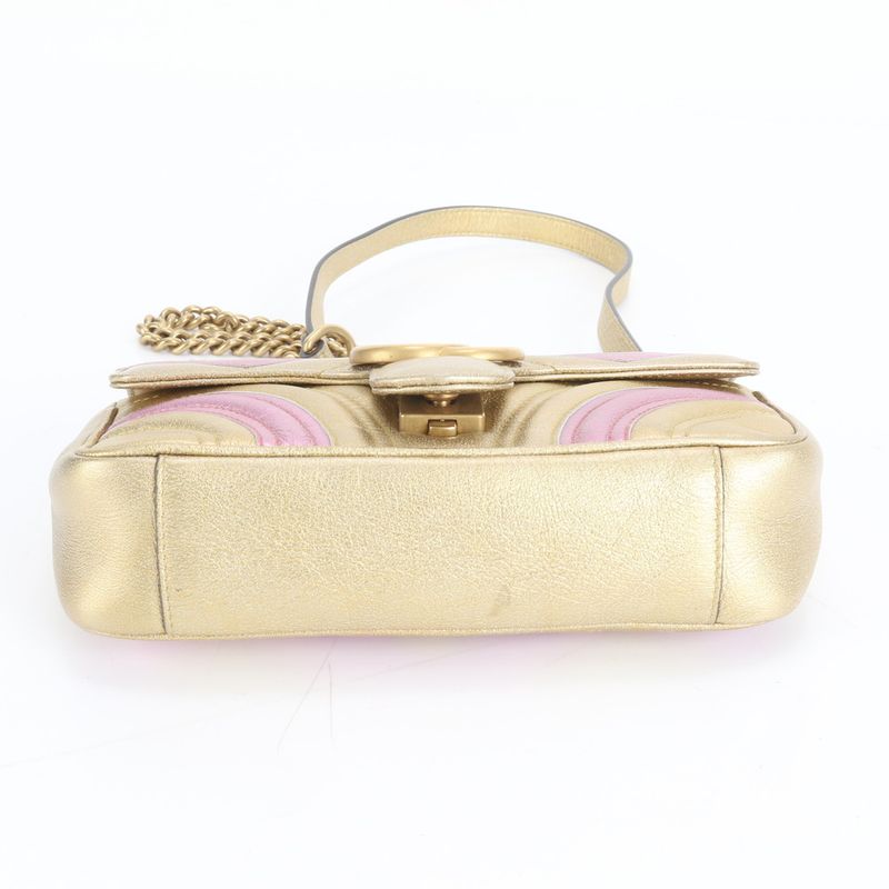 Gucci GG Marmont 446744 Leather 2WAY Chain Shoulder Bag Crossbody Hand Genuine