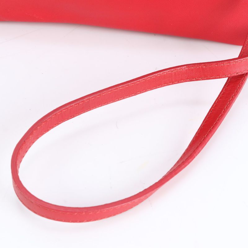 Celine Trio Red Leather Shoulder Bag Crossbody Hand Genuine Leather Women's RRM