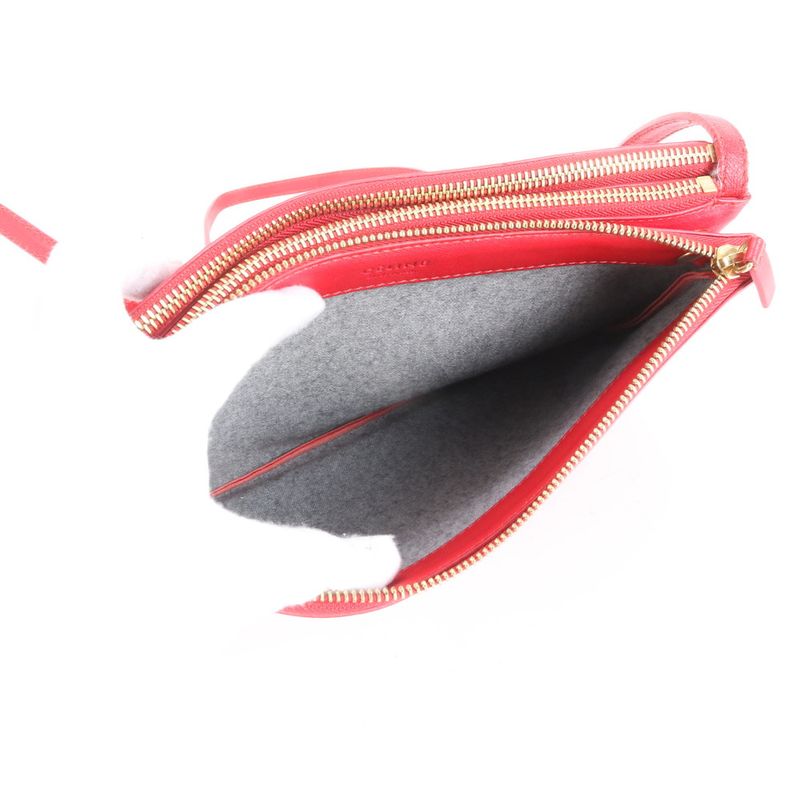 Celine Trio Red Leather Shoulder Bag Crossbody Hand Genuine Leather Women's RRM