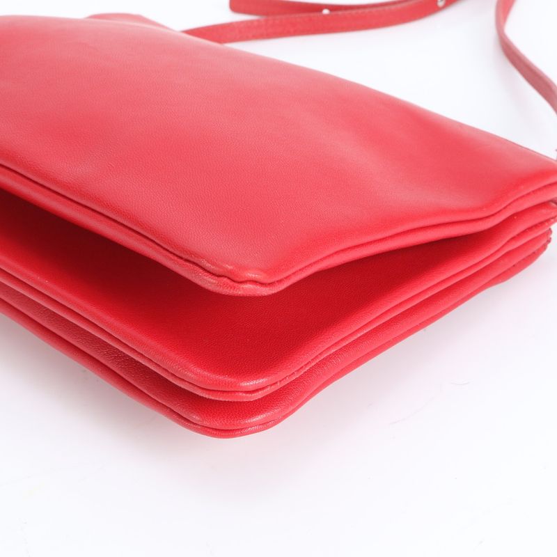 Celine Trio Red Leather Shoulder Bag Crossbody Hand Genuine Leather Women's RRM