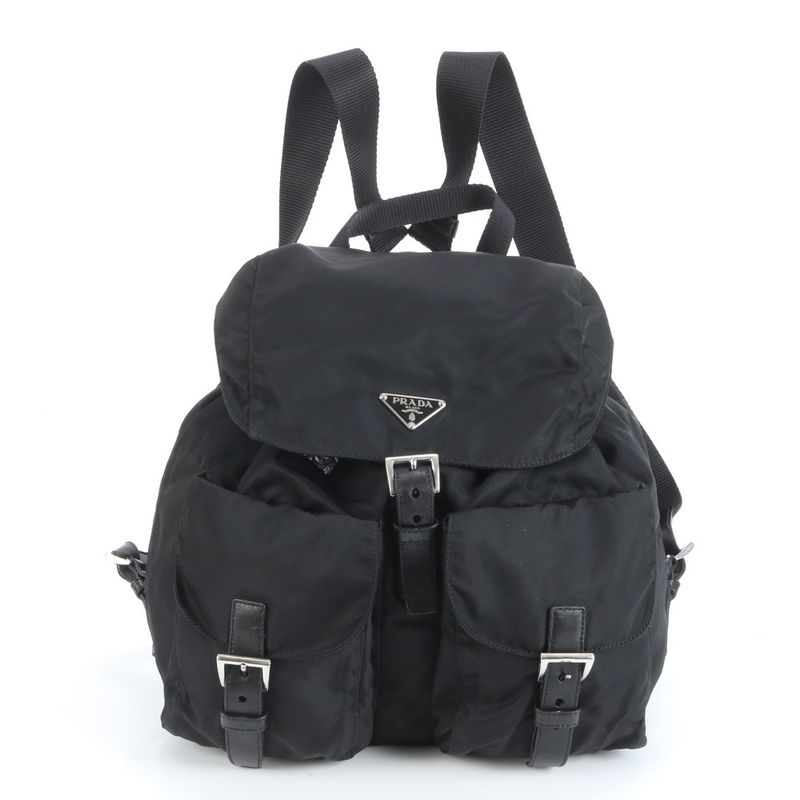 Prada Tessuto Nylon Triangle Logo Leather Backpack Sac Backpack Shoulder Bag