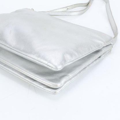 Celine Trio Leather Shoulder Bag Crossbody Hand Tote Silver Women ERM Da7-9