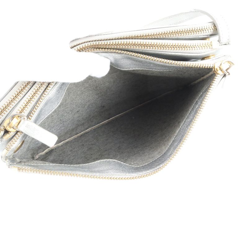 Celine Trio Leather Shoulder Bag Crossbody Hand Tote Silver Women ERM Da7-9