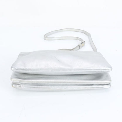 Celine Trio Leather Shoulder Bag Crossbody Hand Tote Silver Women ERM Da7-9