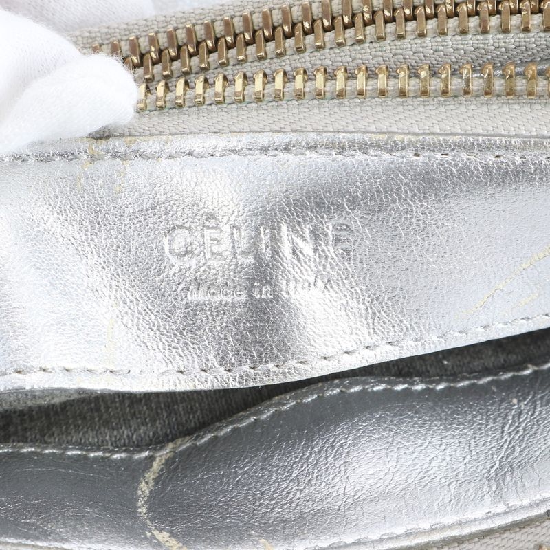 Celine Trio Leather Shoulder Bag Crossbody Hand Tote Silver Women ERM Da7-9
