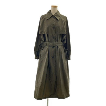Prada - Triangle Logo Patch Belted Trench Coat - 36 - Khaki - Women's
