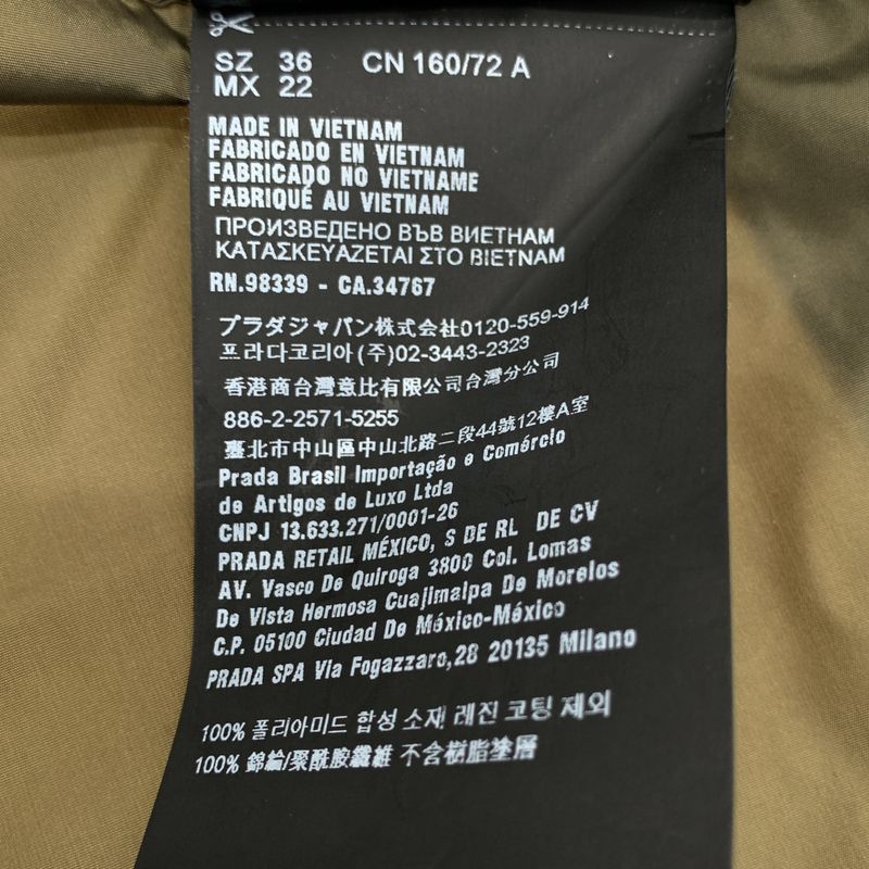 Prada - Triangle Logo Patch Belted Trench Coat - 36 - Khaki - Women's