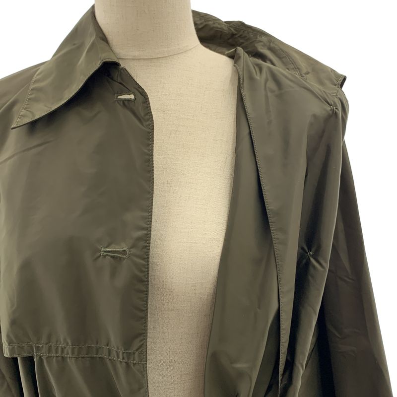 Prada - Triangle Logo Patch Belted Trench Coat - 36 - Khaki - Women's