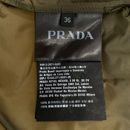 Prada - Triangle Logo Patch Belted Trench Coat - 36 - Khaki - Women's