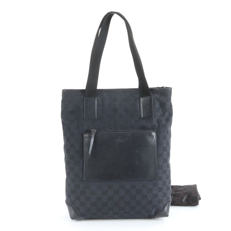 Gucci GG Canvas 019-0401 Leather Tote Bag Shoulder Business Commuter Black A4