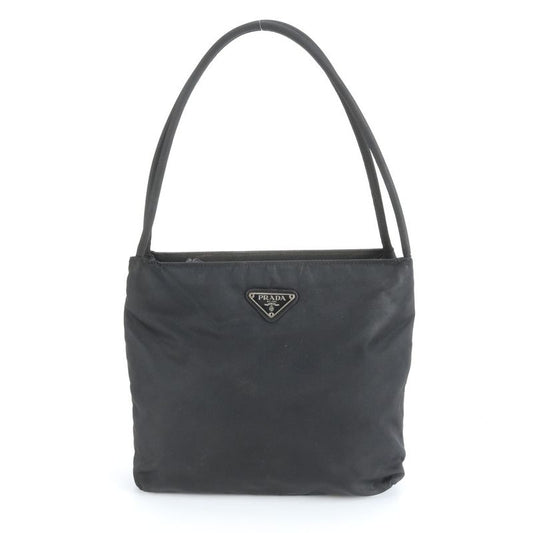 Prada Tessuto Nylon Triangle Logo Shoulder Bag Shoulder Tote Hand Black Women