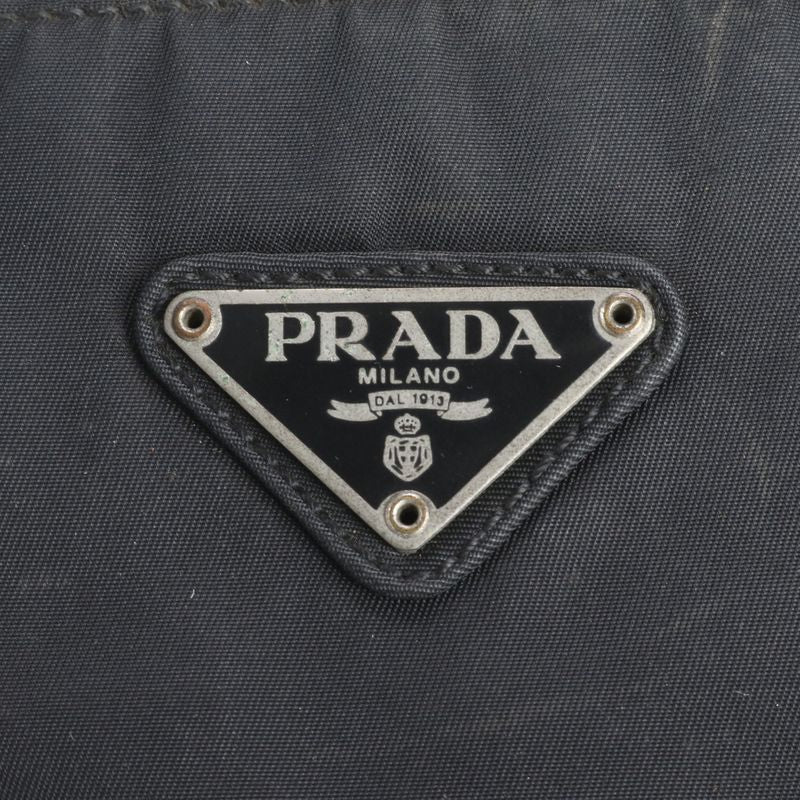 Prada Tessuto Nylon Triangle Logo Shoulder Bag Shoulder Tote Hand Black Women