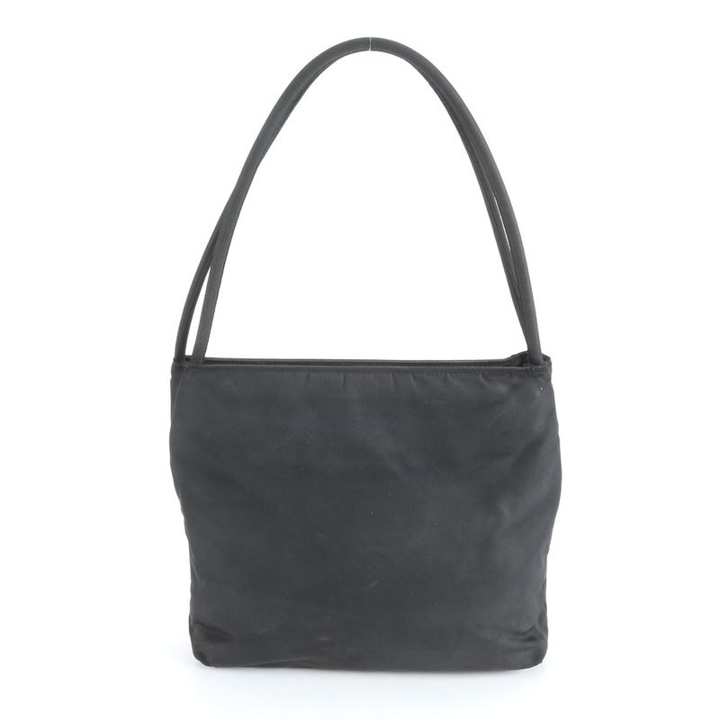 Prada Tessuto Nylon Triangle Logo Shoulder Bag Shoulder Tote Hand Black Women