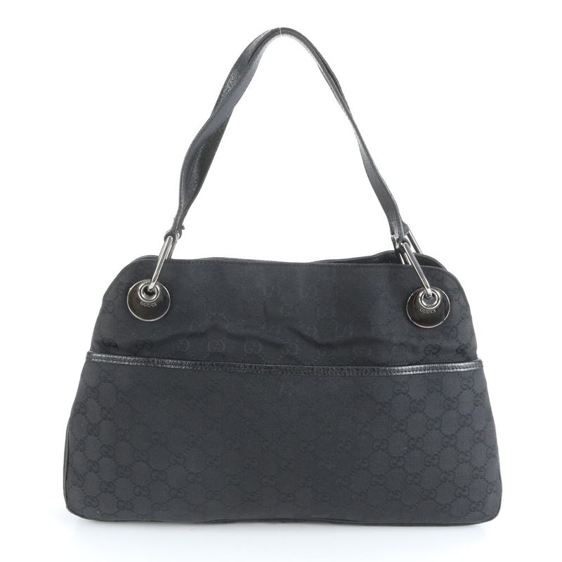 Gucci GG Canvas Eclipse 121023 Leather Tote Bag Shoulder Black Women ERM Da9-8