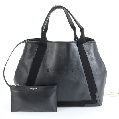 Balenciaga Navy Cabas Su Pouch Leather Tote Bag Shoulder Commuter Black A4 Men