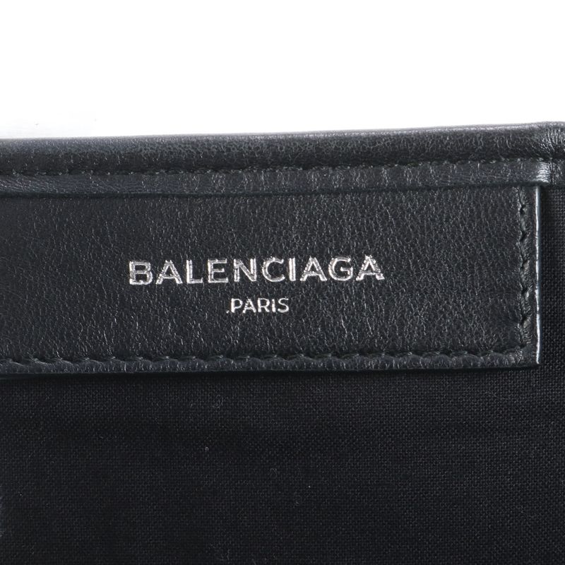 Balenciaga Navy Cabas Su Pouch Leather Tote Bag Shoulder Commuter Black A4 Men