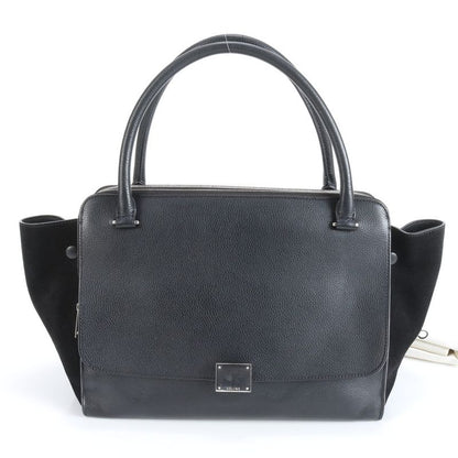 Celine Double Zipper Leather Tote Bag Shoulder Hand Genuine Leather Black A4
