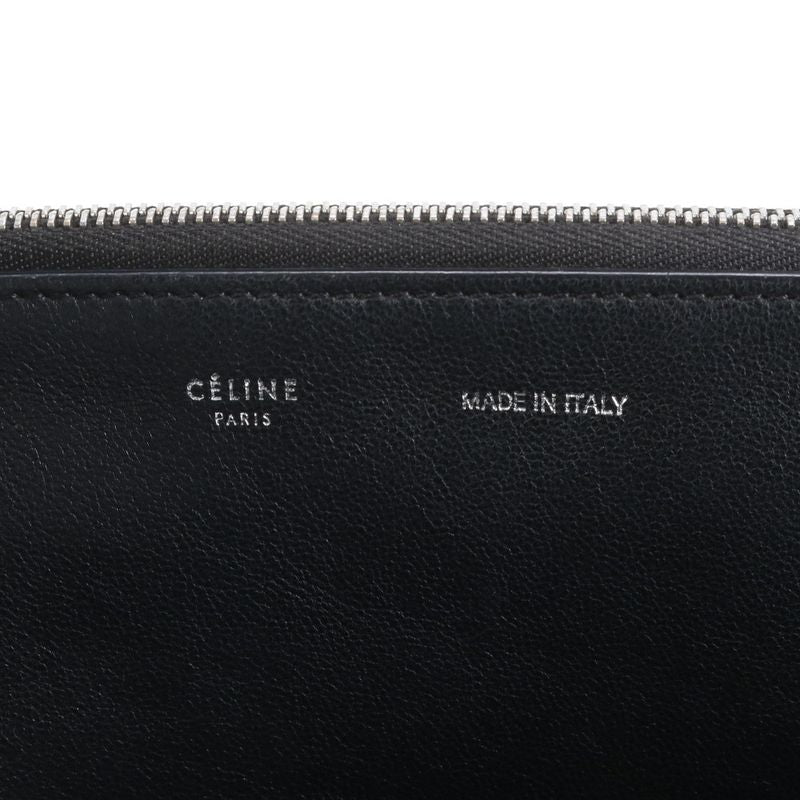 Celine Double Zipper Leather Tote Bag Shoulder Hand Genuine Leather Black A4