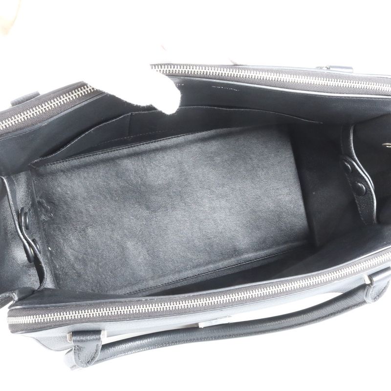 Celine Double Zipper Leather Tote Bag Shoulder Hand Genuine Leather Black A4