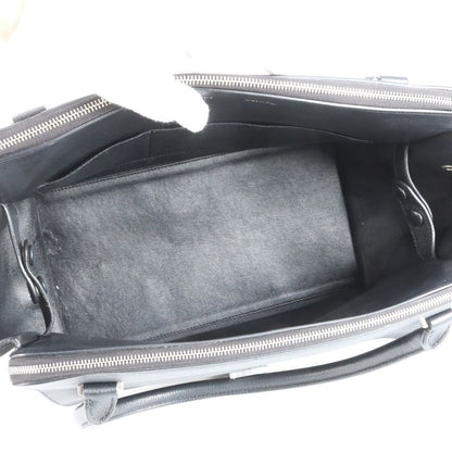 Celine Double Zipper Leather Tote Bag Shoulder Hand Genuine Leather Black A4