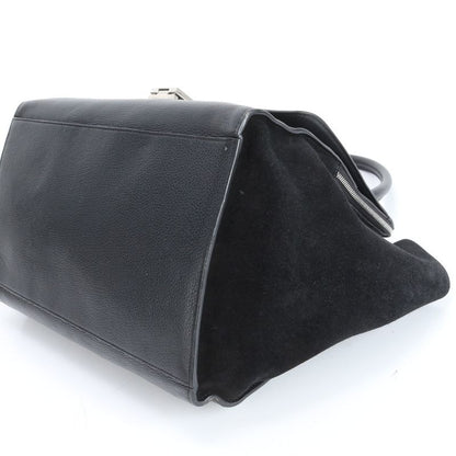 Celine Double Zipper Leather Tote Bag Shoulder Hand Genuine Leather Black A4