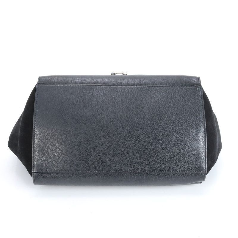 Celine Double Zipper Leather Tote Bag Shoulder Hand Genuine Leather Black A4