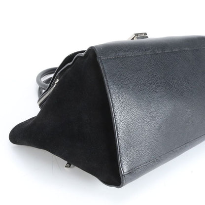 Celine Double Zipper Leather Tote Bag Shoulder Hand Genuine Leather Black A4