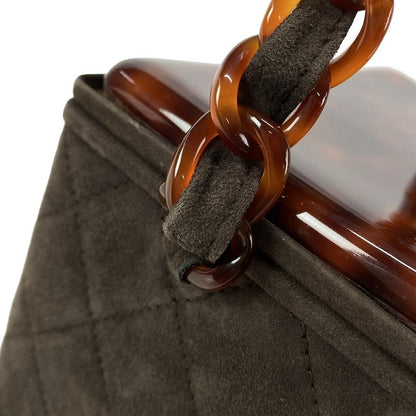 Chanel Vanity Bag Matelasse Dark Brown And Brown Plastic Chain